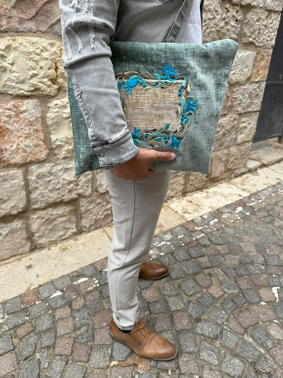 Stunning Two Colors Talis and Tefillin Bags with P , Tallit and Tefill