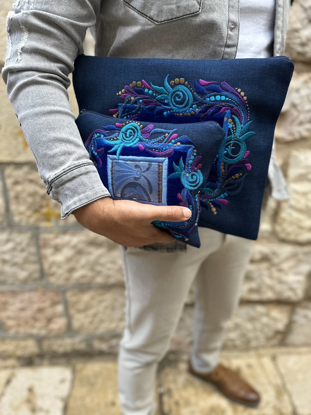 שם מותאם אישית ססגוני קלאסי ויפה טאליס, טלית ותפיל