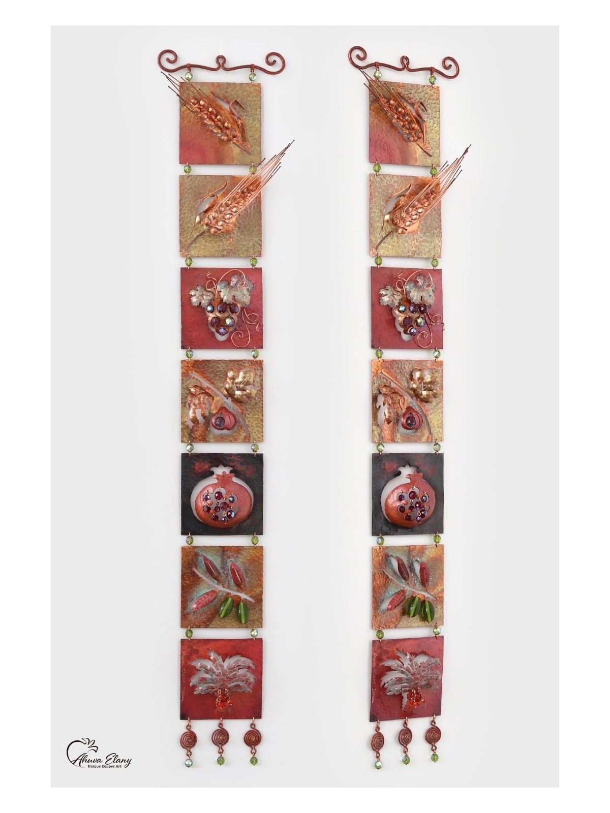 The Seven Species of Israel - Unique Copper Mobile , Tu B'Av Gifts , I