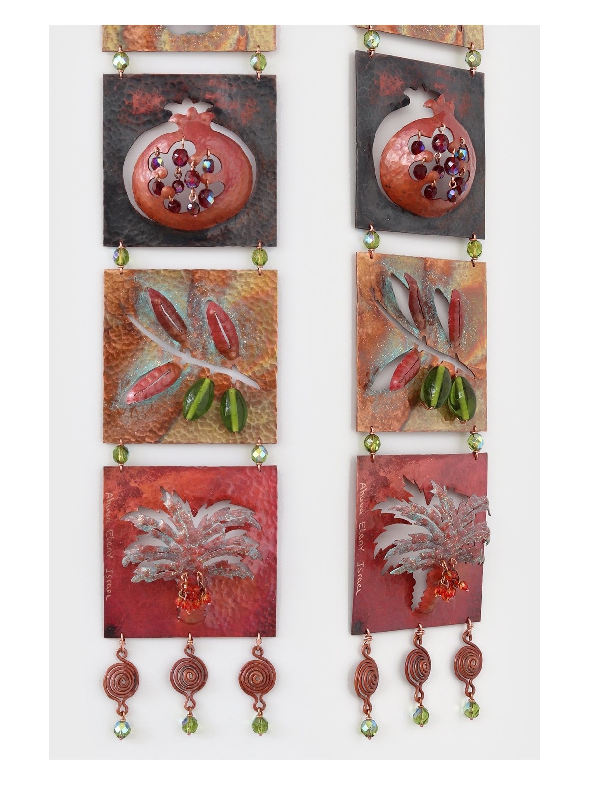 The Seven Species of Israel - Unique Copper Mobile , Tu B'Av Gifts , I