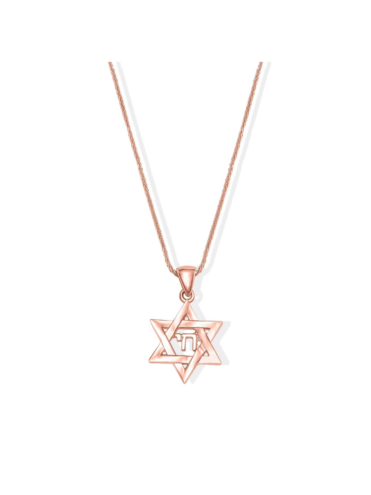 Tiny 14k Gold Magen David Pendant Featuring a Chai , Tu B'Av Gifts , I