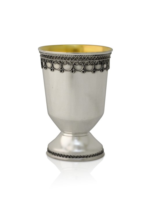 Petite tasse de Kiddouch avec filigrane yéménite, cadeaux de Pâque, J israélien