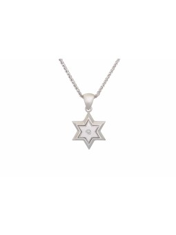 Petite et charmante étoile de David en or blanc Pendan , Tu B'Av Gifts , I