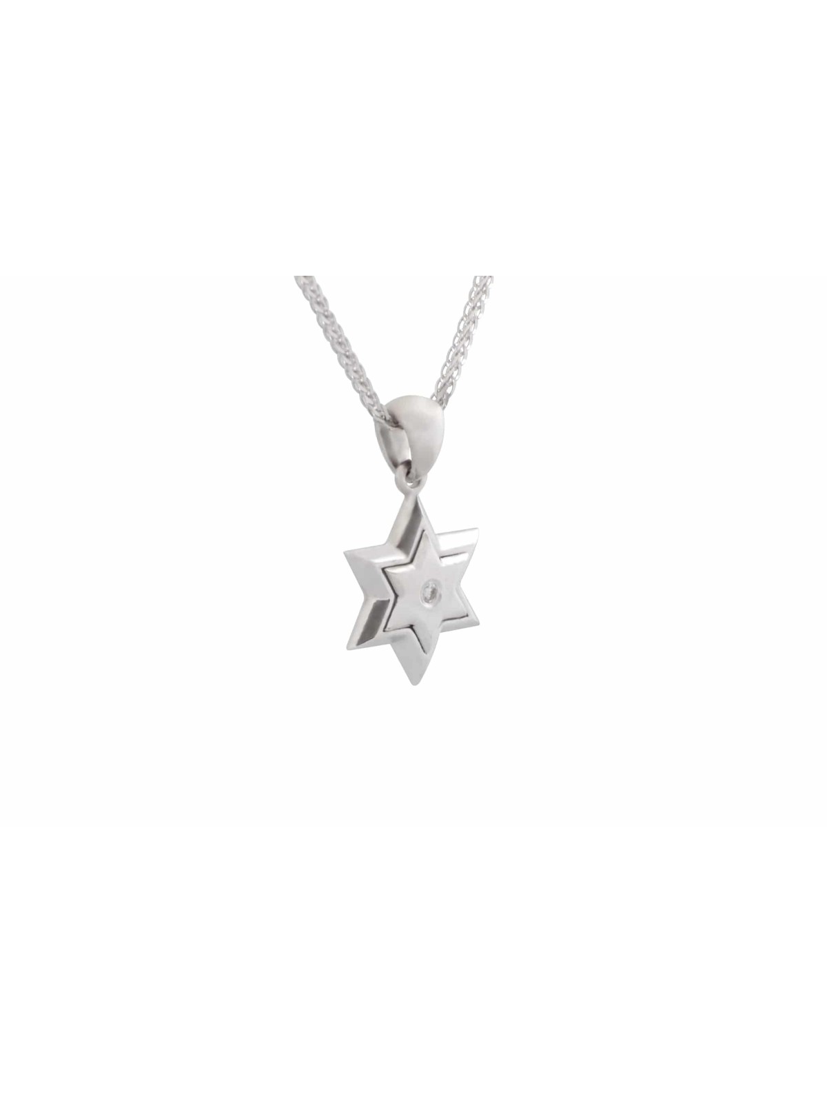 Petite et charmante étoile de David en or blanc Pendan , Tu B'Av Gifts , I
