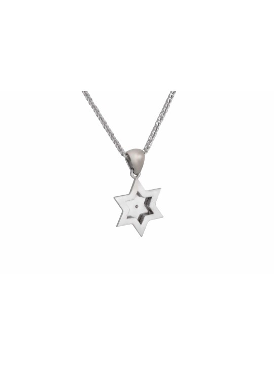 Petite et charmante étoile de David en or blanc Pendan , Tu B'Av Gifts , I