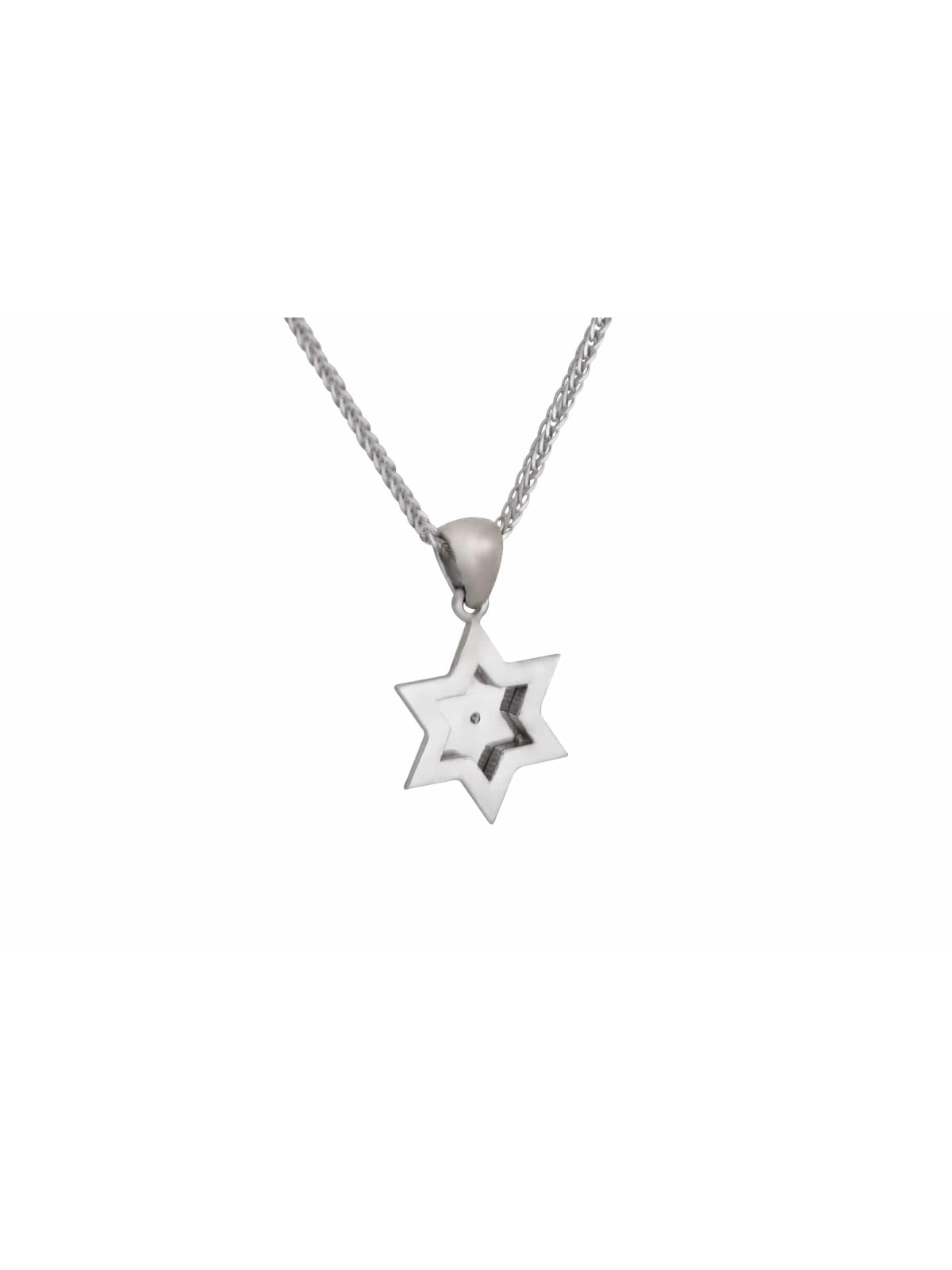 Petite et charmante étoile de David en or blanc Pendan , Tu B'Av Gifts , I