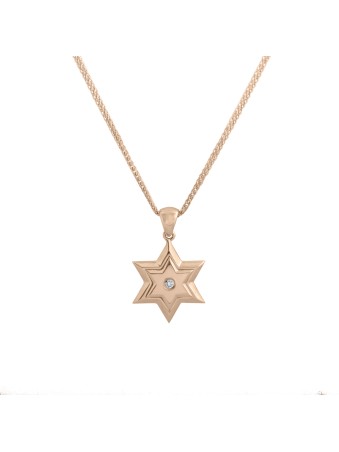 Pendentif en or étoile de David en relief avec diamant, cadeaux Tu B'Av, Isr