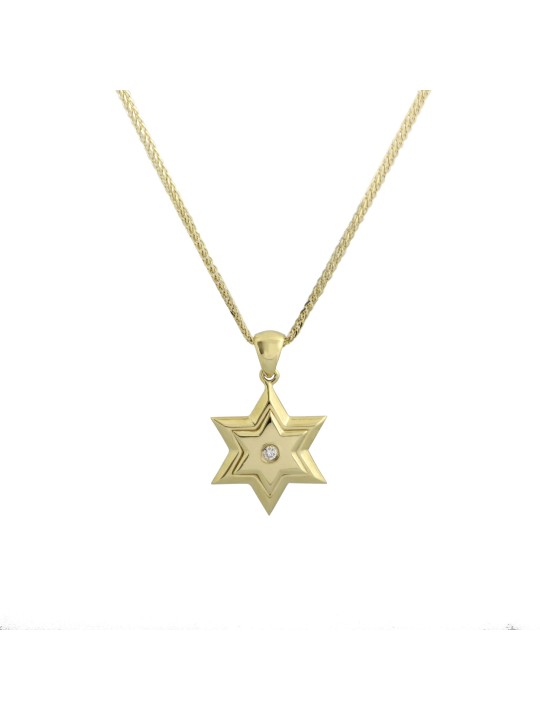 Pendentif en or étoile de David en relief avec diamant, cadeaux Tu B'Av, Isr
