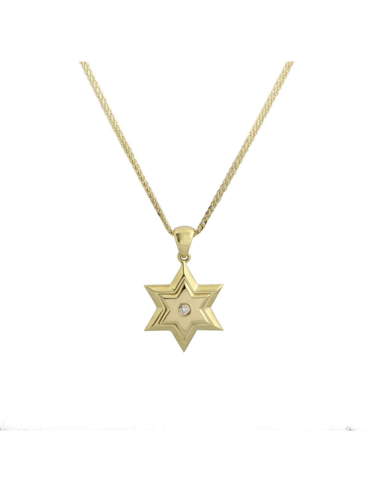 Pendentif en or étoile de David en relief avec diamant, cadeaux Tu B'Av, Isr