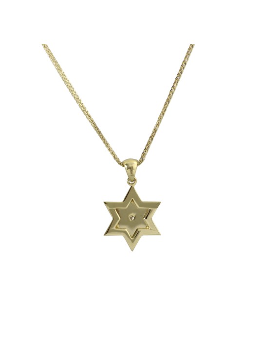 Pendentif en or étoile de David en relief avec diamant, cadeaux Tu B'Av, Isr