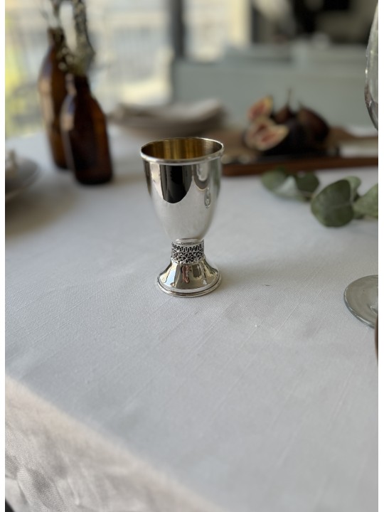 Coupe de Kiddouche en argent 925 avec anneau en filigrane orné, coupes de Kiddouche modernes