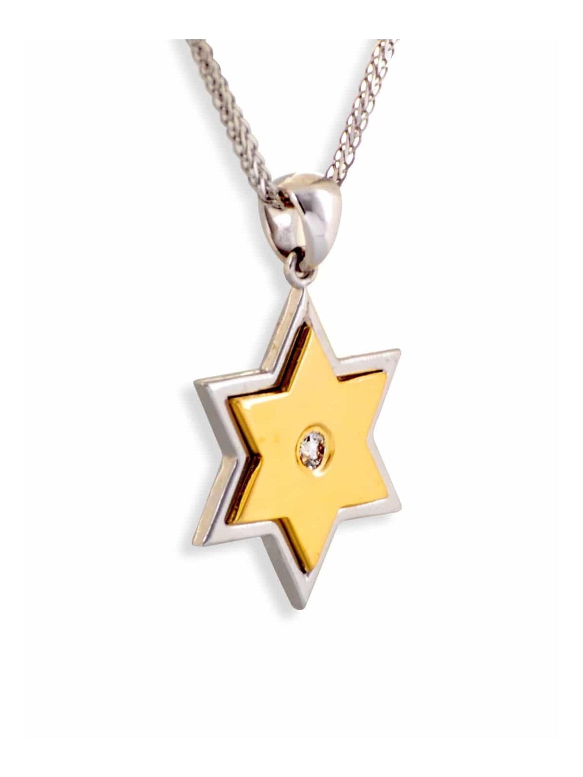 Stunning Modern 14K White Gold Magen David Necklac , Tu B'Av Gifts , I