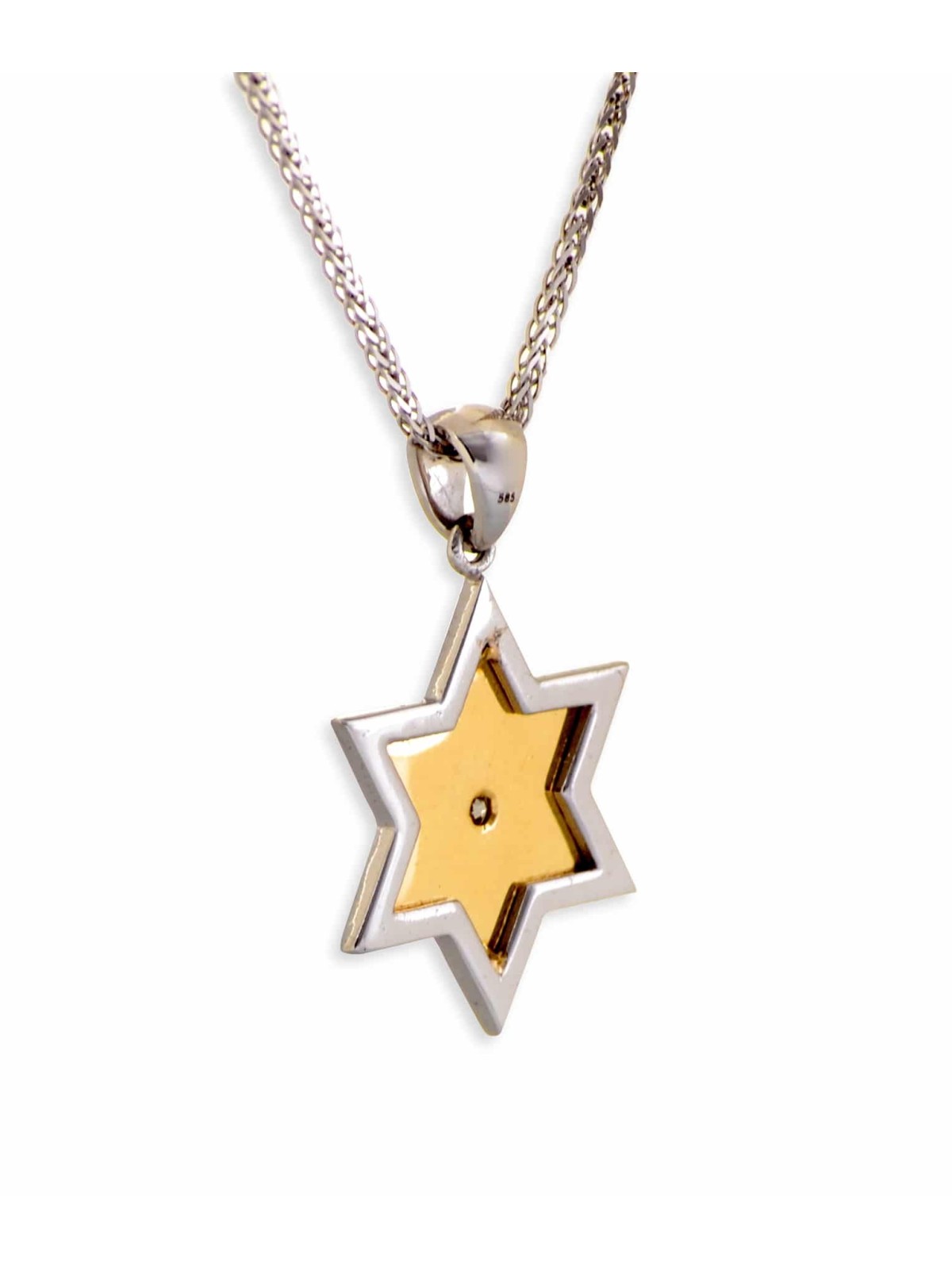 Superbe collier Magen David moderne en or blanc 14 carats, cadeaux Tu B'Av, I