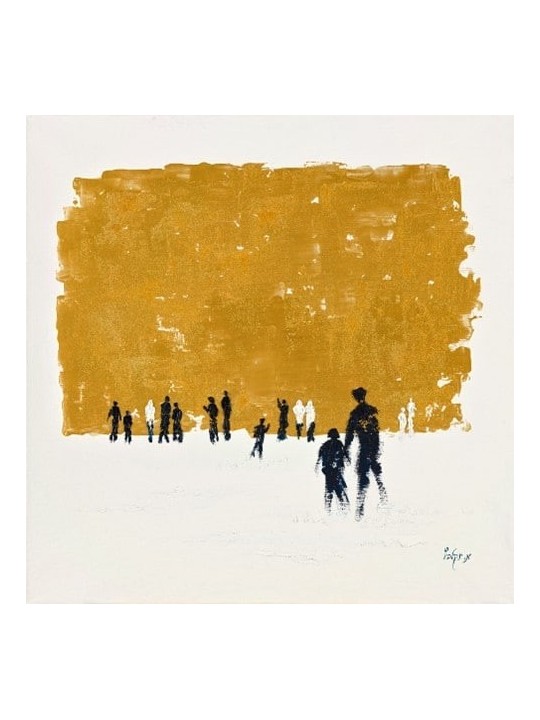 Touching Original Oil Colors Abstract Painting of  , Jewish Abstract A