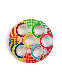 Plaque de Seder artistique de Pâque à double style - Pop Art, Aluminium Seder Pl