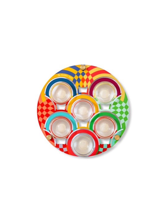 Dual-Style Artistic Passover Seder Plate - Pop Art , Aluminum Seder Pl