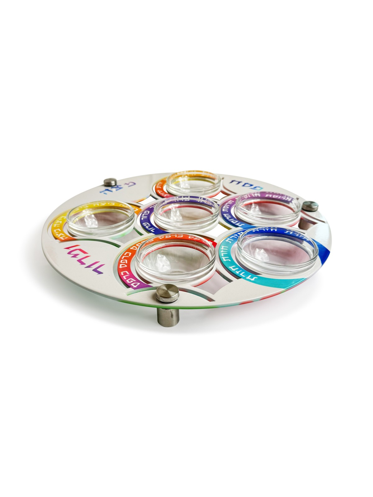 Plaque de Seder artistique de Pâque à double style - Pop Art, Aluminium Seder Pl