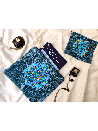 Talit et T Mandala géométrique en velours de style moderne, Talit et Tefill