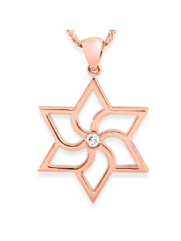 Collier étoile de David géométrique en or rose avec Di, cadeaux Tu B'Av, I