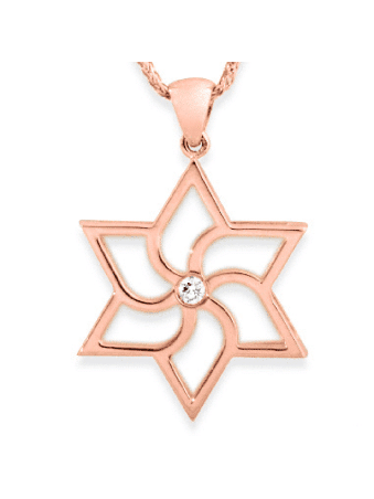 Collier étoile de David géométrique en or rose avec Di, cadeaux Tu B'Av, I