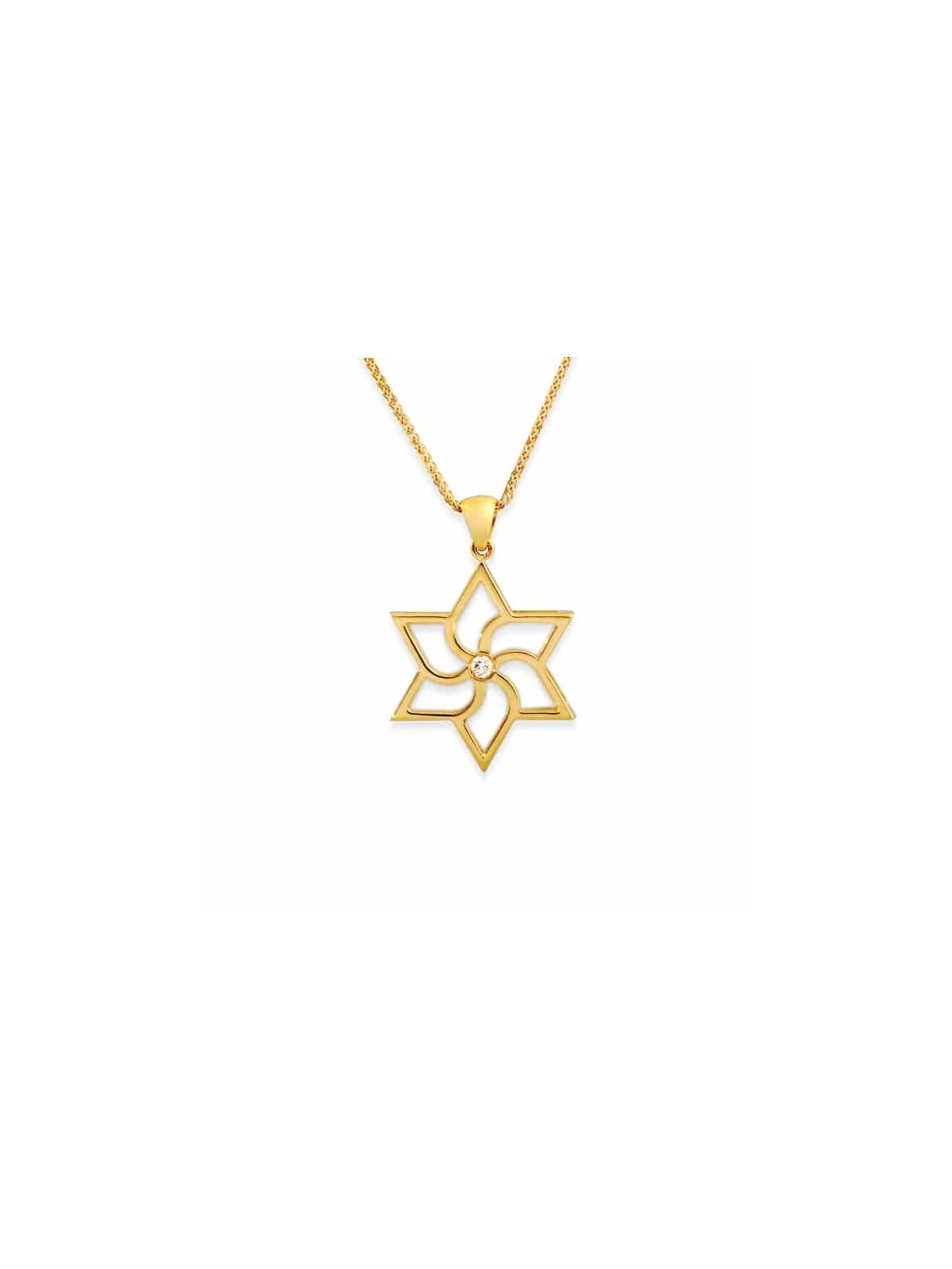 Mini collier étoile de David en or blanc avec diamant, cadeaux Tu B'Av, I