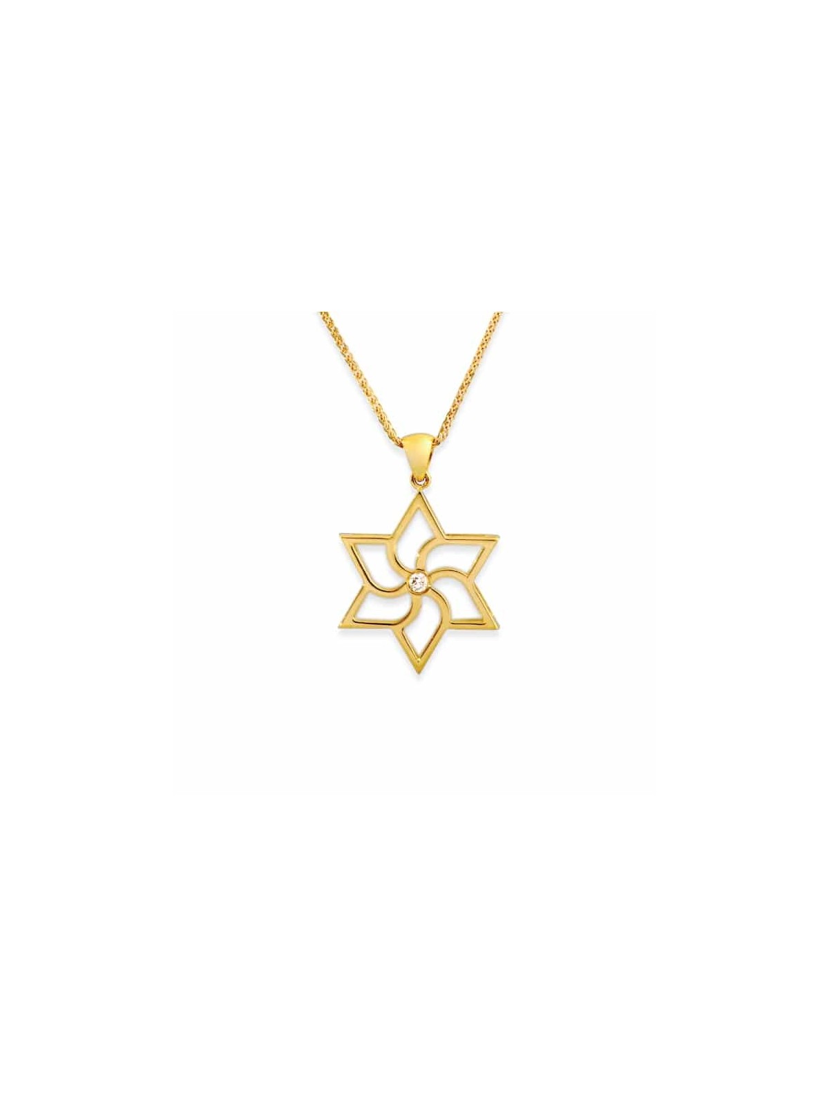 Mini White Gold Star of David Necklace with Diamon , Tu B'Av Gifts , I