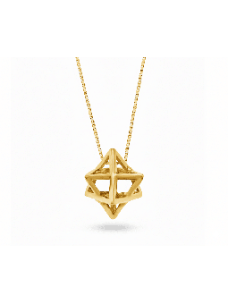 Thick 14K Gold 3D Merkaba Star Pendant - Kabbalah  , Add 14K Chain , I