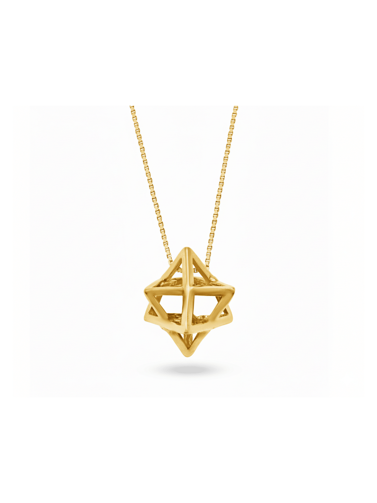 Pendentif épais en or 14 carats 3D Merkaba Star - Kabbale, ajouter une chaîne 14 carats, I