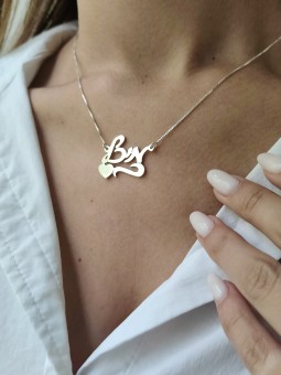 Stylish Cursive Hebrew Name Gold Necklace , Tu B'Av Gifts , Israeli Ju