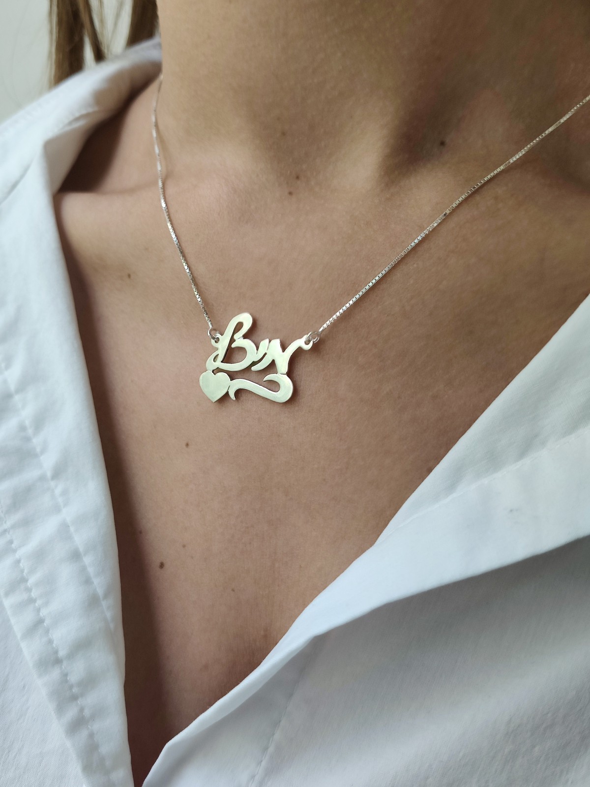 Stylish Cursive Hebrew Name Gold Necklace , Tu B'Av Gifts , Israeli Ju