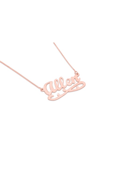 Cursive English שם מותאם אישית שרשרת זהב 14K , מתנות ט"ו באב , ישראל