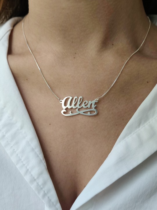 Collier en or 14 carats avec nom personnalisé anglais cursif, cadeaux Tu B'Av, Israël