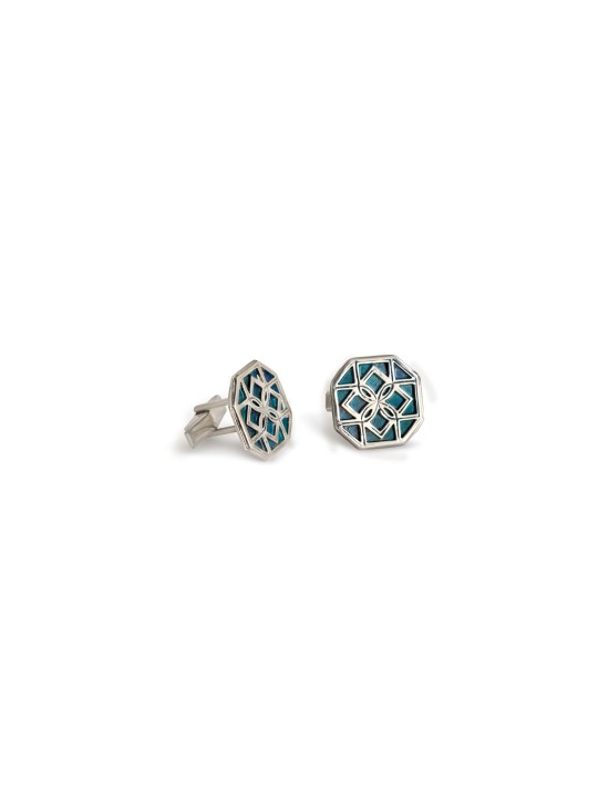 Nuances de bleu boutons de manchette en argent sterling uniques, cadeaux Tu B'Av, Isra