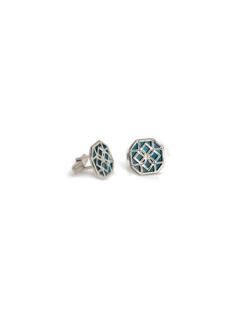 Nuances de bleu boutons de manchette en argent sterling uniques, cadeaux Tu B'Av, Isra