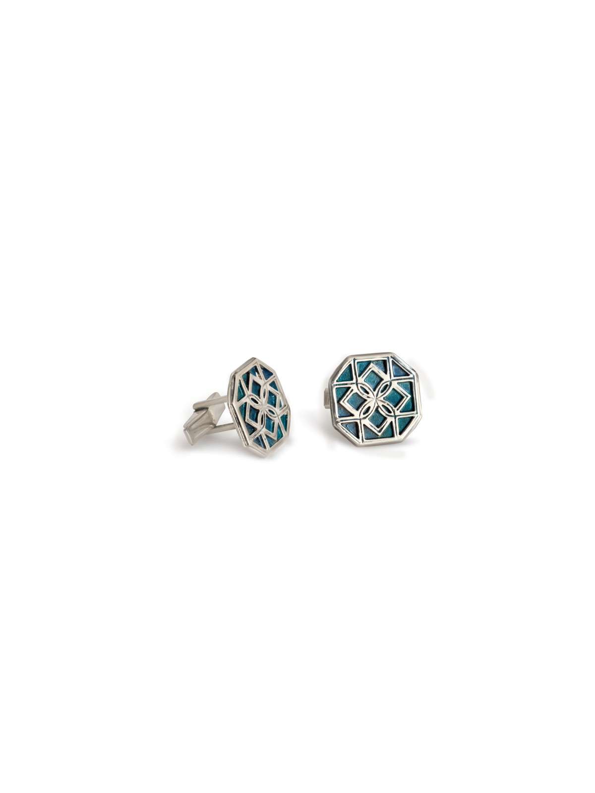 Nuances de bleu boutons de manchette en argent sterling uniques, cadeaux Tu B'Av, Isra