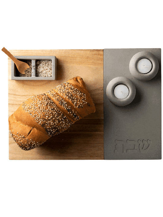Superbe planche à pain en béton et en bois avec L hébreu, cadeaux Tu B'Av, I