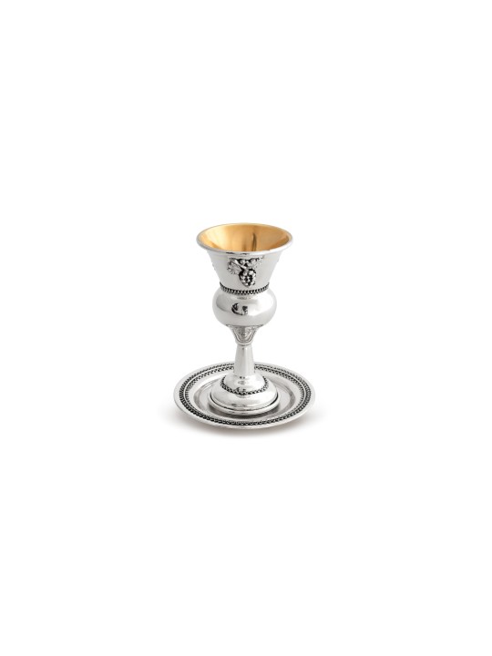 Petite tasse de Kiddouch en argent sterling personnalisée avec grap, cadeaux de Pâque,