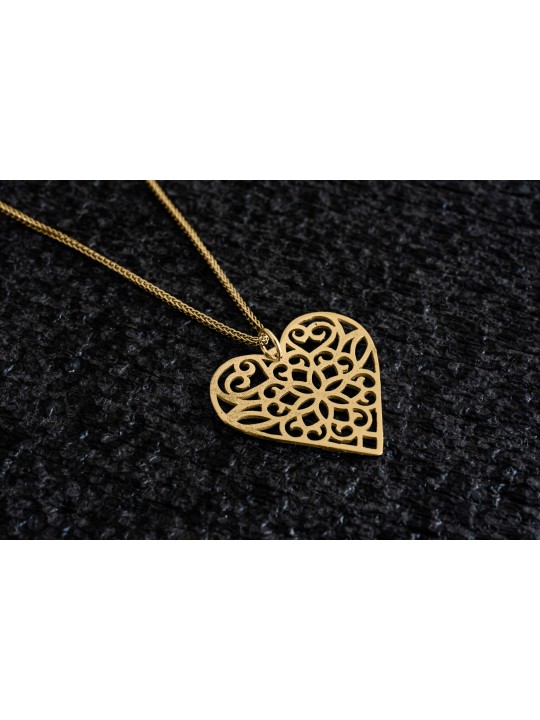 Collier coeur creux en or 14 carats en filigrane, cadeaux de mariage juif, est