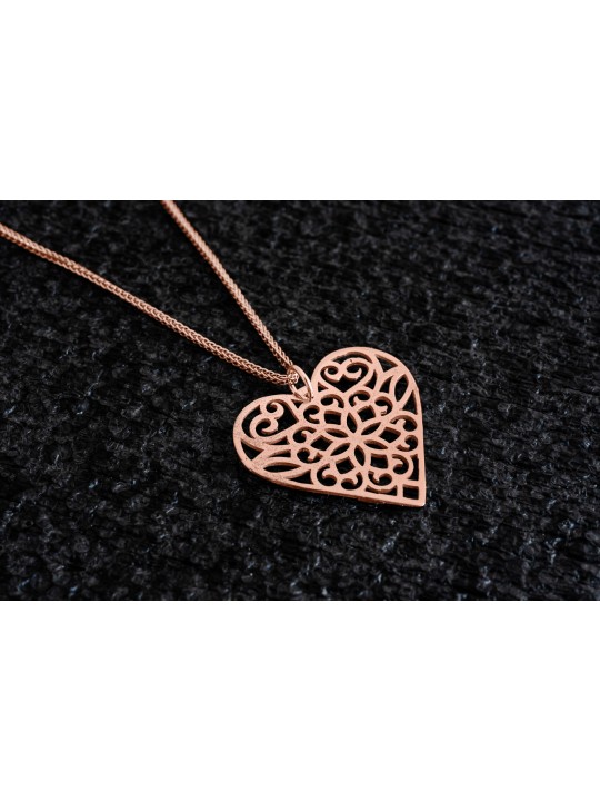 Collier coeur creux en or 14 carats en filigrane, cadeaux de mariage juif, est
