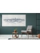 Black & White Wide Painting of Jerusalem Walls wit , Jewish Abstract A