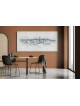 Black & White Wide Painting of Jerusalem Walls wit , Jewish Abstract A