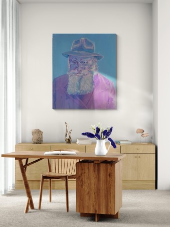 Unique moderne bleu et violet Lubavitcher Rebbe Pa, abstrait juif A