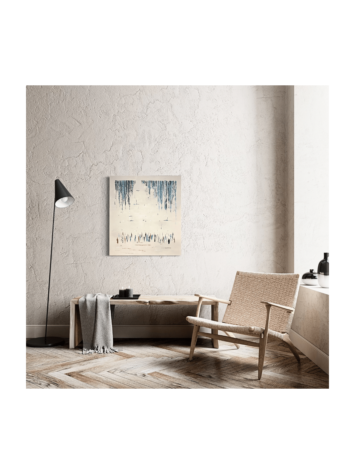Nuances de forme verticale de peinture bleue de P juif, abstrait juif A