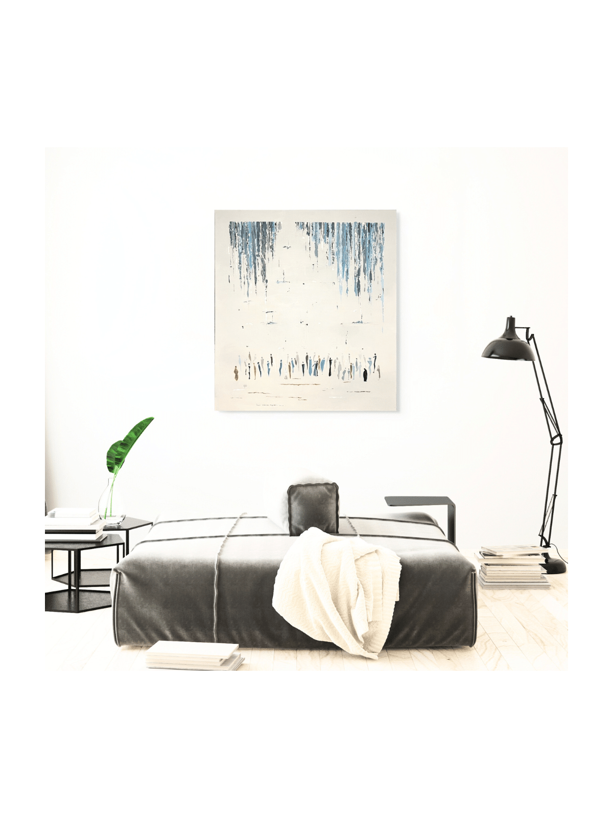 Nuances de forme verticale de peinture bleue de P juif, abstrait juif A