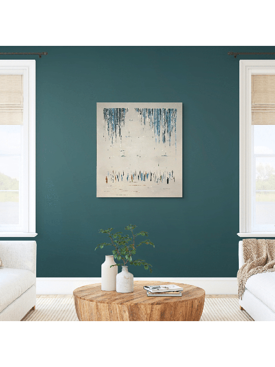 Vertical Shape Shades of Blue Painting of Jewish P , Jewish Abstract A