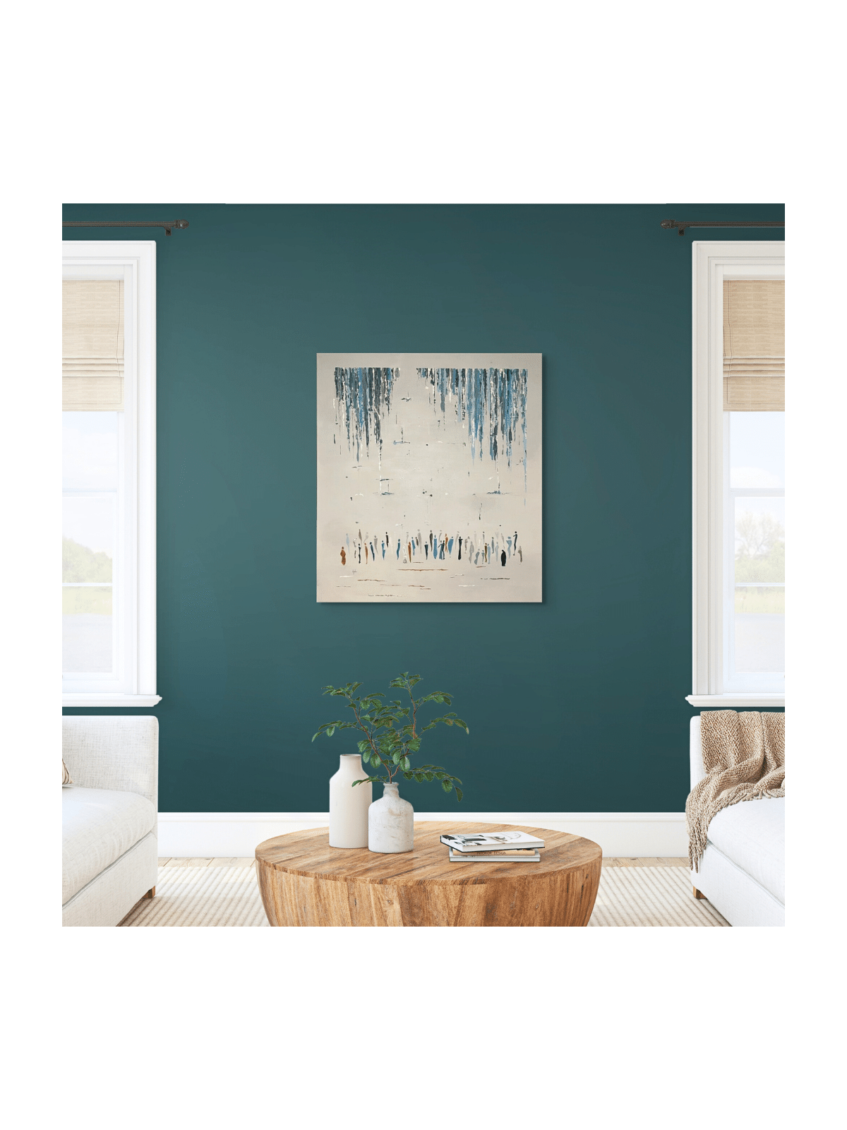 Nuances de forme verticale de peinture bleue de P juif, abstrait juif A