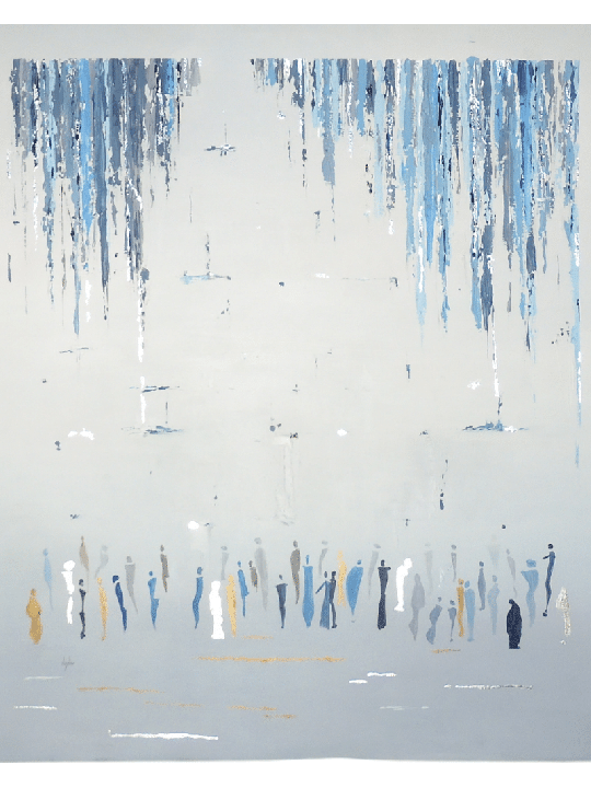 Nuances de forme verticale de peinture bleue de P juif, abstrait juif A