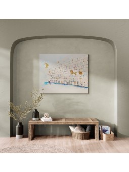 Elegant Colourful Original Painting of Wailing Wal , Jewish Abstract A