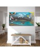 Colorful Victory and Unity: Israel and USA Paintin , Jewish Abstract A