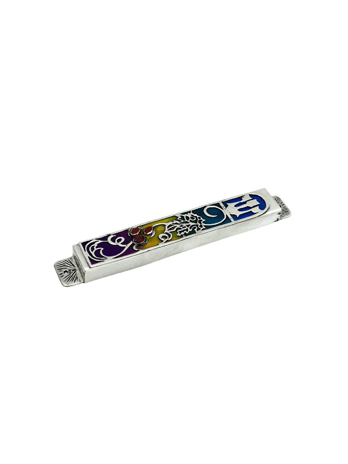 Étui Mezuzah argenté coloré et inspiré de la nature, Avi Nadav Mezuzah Cas